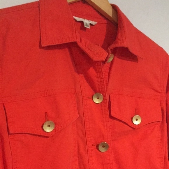 CAbi orange utility jacket with ruffle detail on back size small - Picture 3 of 5